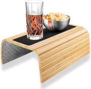 Piatto antiscivolo per bracciolo di divano in bambù - design moderno con contenitore per bicchieri