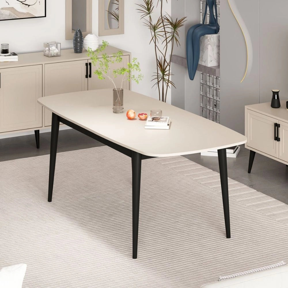 Tavolo allungabile Prime top cashmere e gambe nere 160x90x77H
