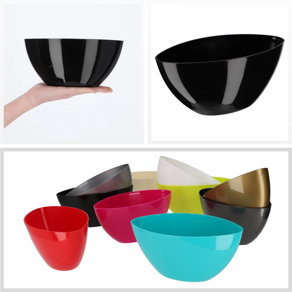 Vaso da fiori KADAX ovale da 21 cm con coperchio in plastica nera.