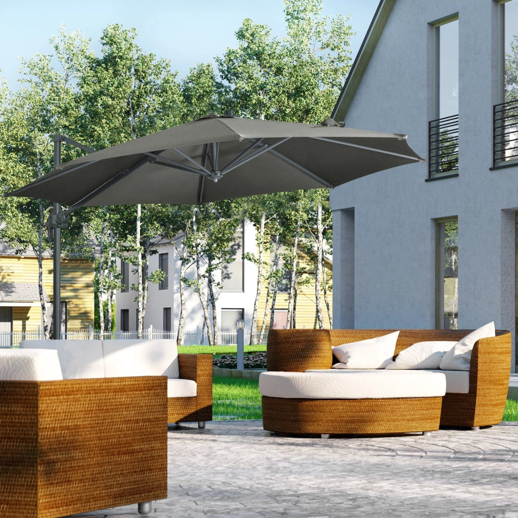 Ombrellone da Giardino Decentrato Ø294x248 cm in Alluminio Acciaio e Poliestere Grigio