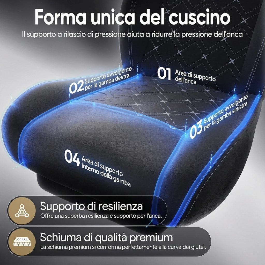 Sedia da Gaming | Funzioni di riscaldamento e massaggio, supporto lombare, poggiapiedi, materiale in tessuto, neroc