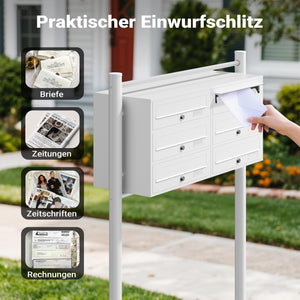 Cassetta postale condominiale autoportante 6 posti, bianco, 2 moduli 945 x 270 x 1200 mm