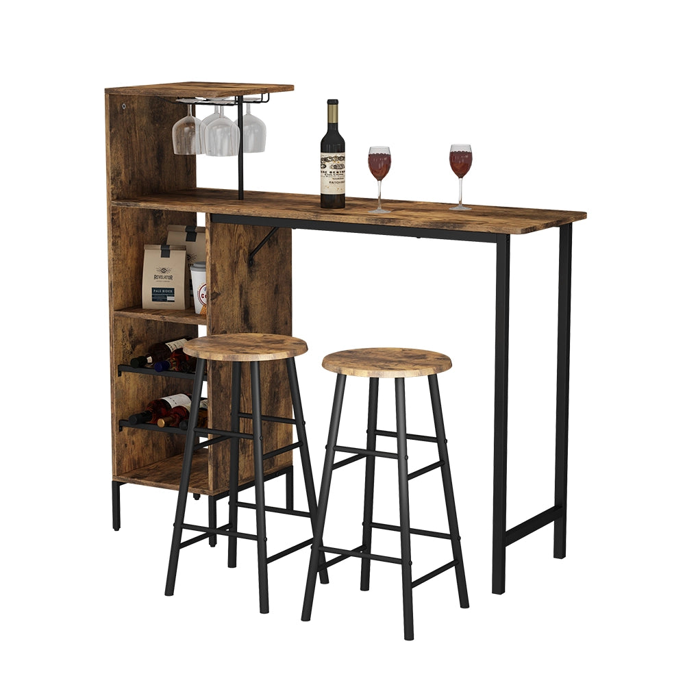 Vicco Set di tavoli da bar Nero/quercia rustico 121.5 x 40 cm con 2 sgabelli