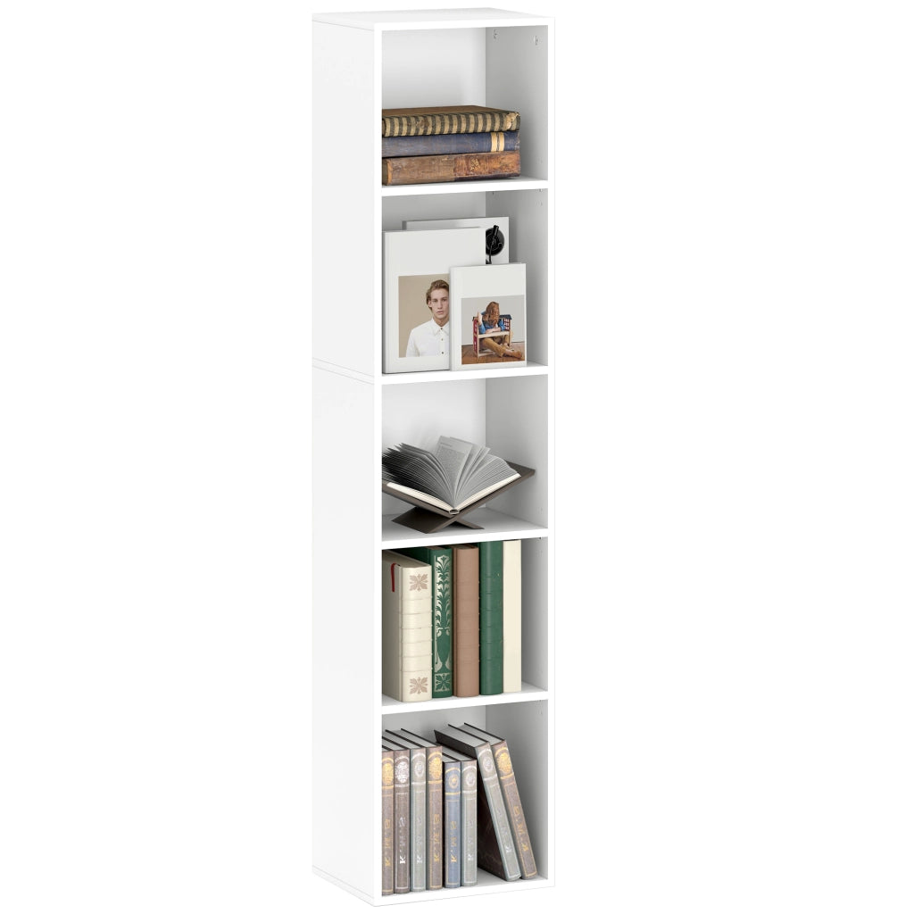 Libreria 5 Livelli Ripiani Regolabili ¨C Zephmum ¨C 30x24x133,5cm Bianco
