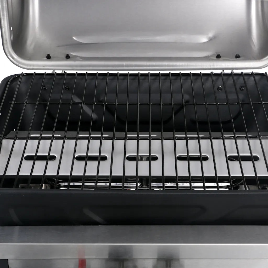 Barbecue e Griglia a Gas a 3 Ripiani Tavolinetto Nero e Argento CFW9574426