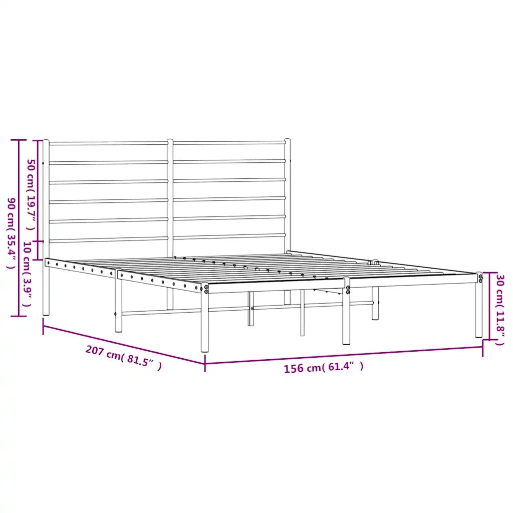Giroletto con Testiera in Metallo Nero 150x200 cm 352321