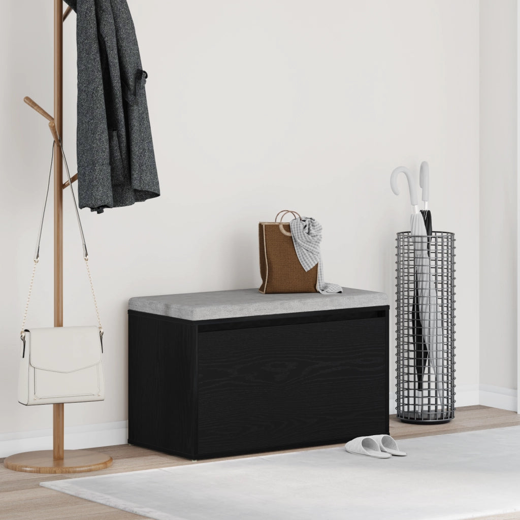 Panchina Hall  nera in rovere 80x40x45 cm in legno ingegnerizzato