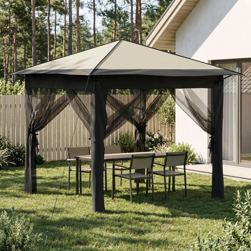 Gazebo con 4 Pareti 2,6 x 2,6 m Crema e Antracite 42036807