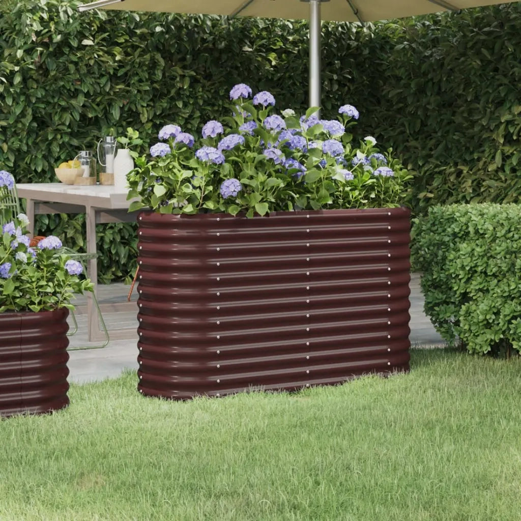 Fioriere | Cassetta per fiori | Letto Giardino Acciaio Zincato 114x40x68cm Marrone