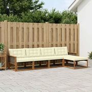 Set di divani da esterno con cuscino 5 pcs Naturale e Crema