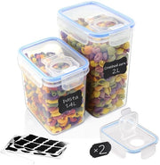 Set di contenitori di conservazione da 2 pezzi con coperchi universali – adatto per tutti i formati della serie, ermetico, BPA-free, contenitore di conservazione organizzatore di cucina, 2 contenitori di conservazione per alimenti e cibo per animali