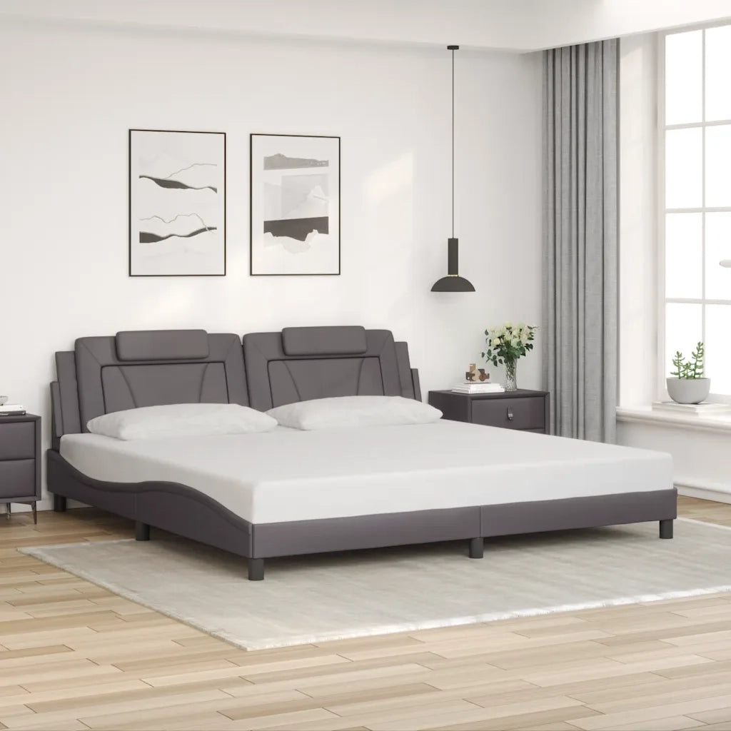 Giroletto con Testiera Grigio 200x200 cm in Similpelle