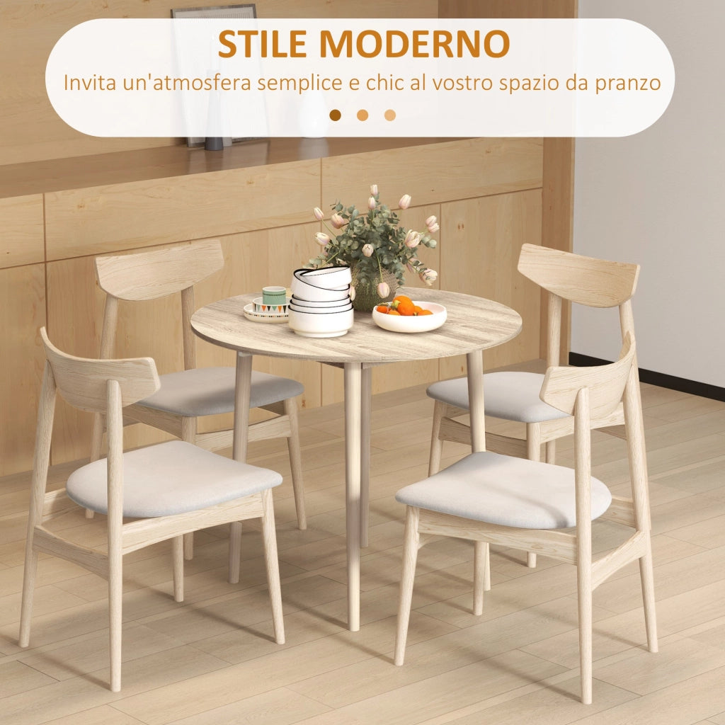 Tavolo Pieghevole Salvaspazio a Ribalta per Cucina e Soggiorno Ø89x73,5 cm in Truciolato Naturale