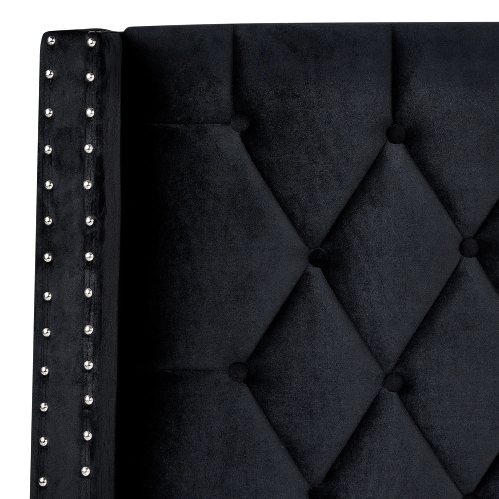 Letto contenitore velluto nero e argento 160 x 200 cm glamour elegante