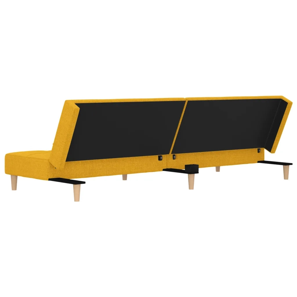 Divano Letto a 2 Posti con 2 Cuscini Giallo in Tessuto 375797