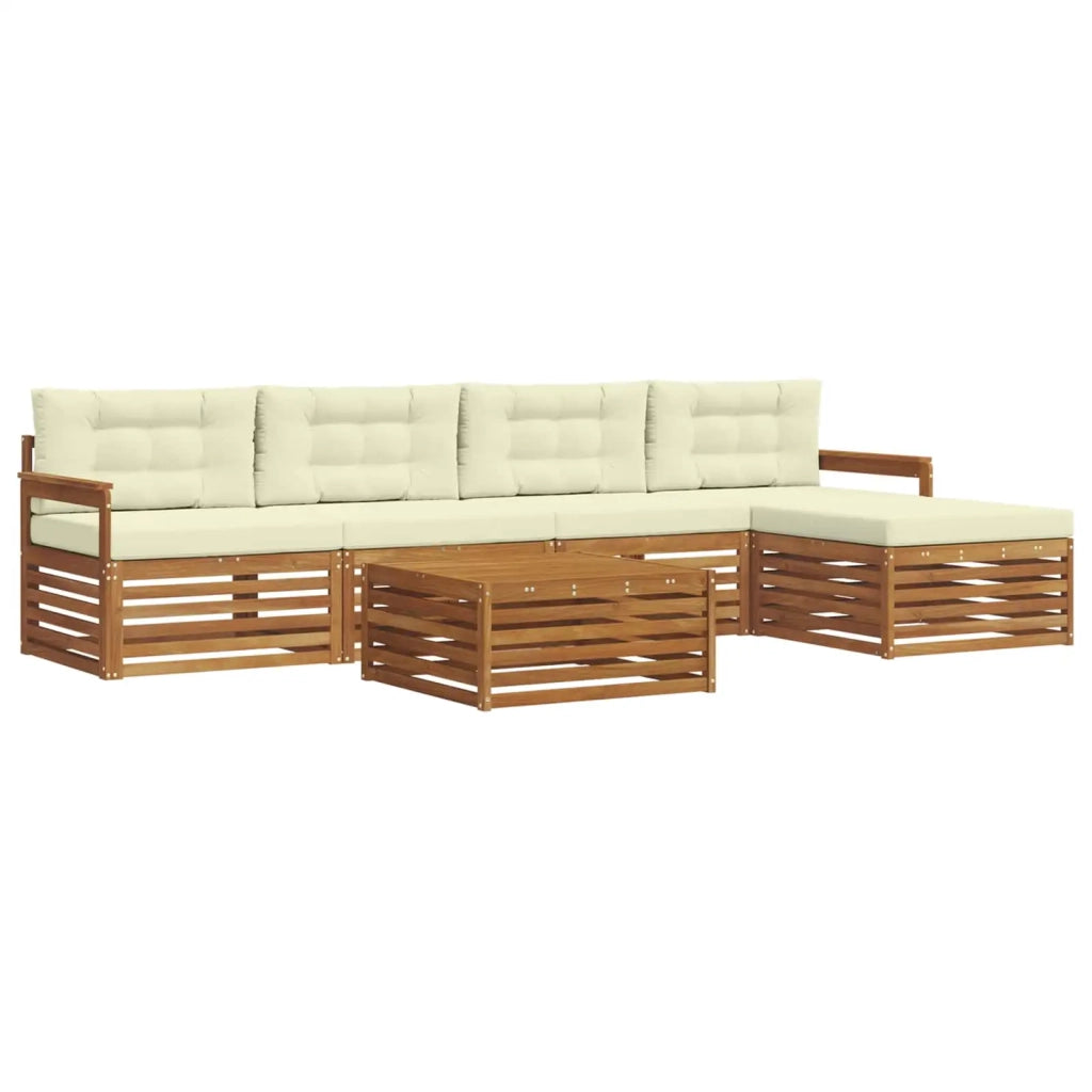 Set di divani da esterno con cuscino 6 pcs Naturale e Crema