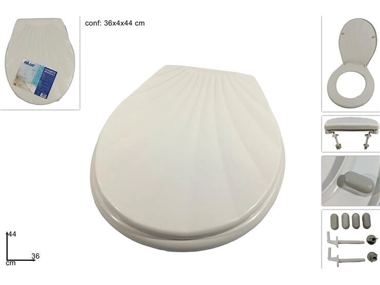 Copriwater Bagno in Plastica Universale Bianco Sedile WC 44 x 36 cm