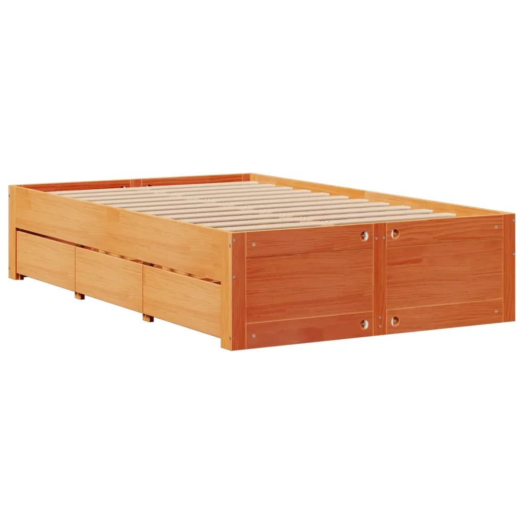 Giroletto senza Materasso con Cassetti Marrone Cera 120x200Pino