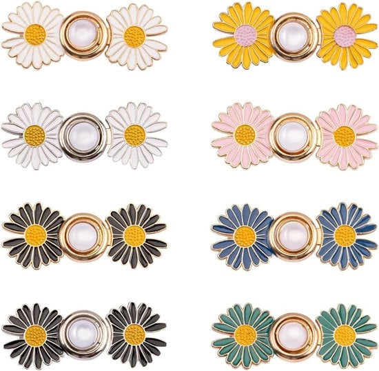 8 clips perineali - clips perineali regolabili - decorazioni floreali - bottoni per jeans - senza cucire - rimovibili per jeans liberi - clips perineali per stringere la gonna - regolazione della vita