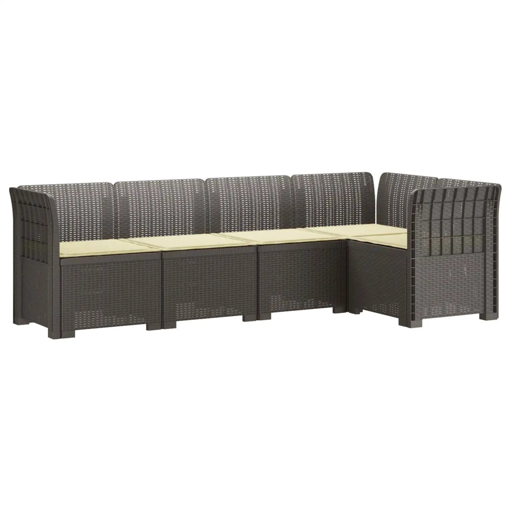 Divano da Giardino 5 Posti con Cuscini Stile Rattan PP 3444046