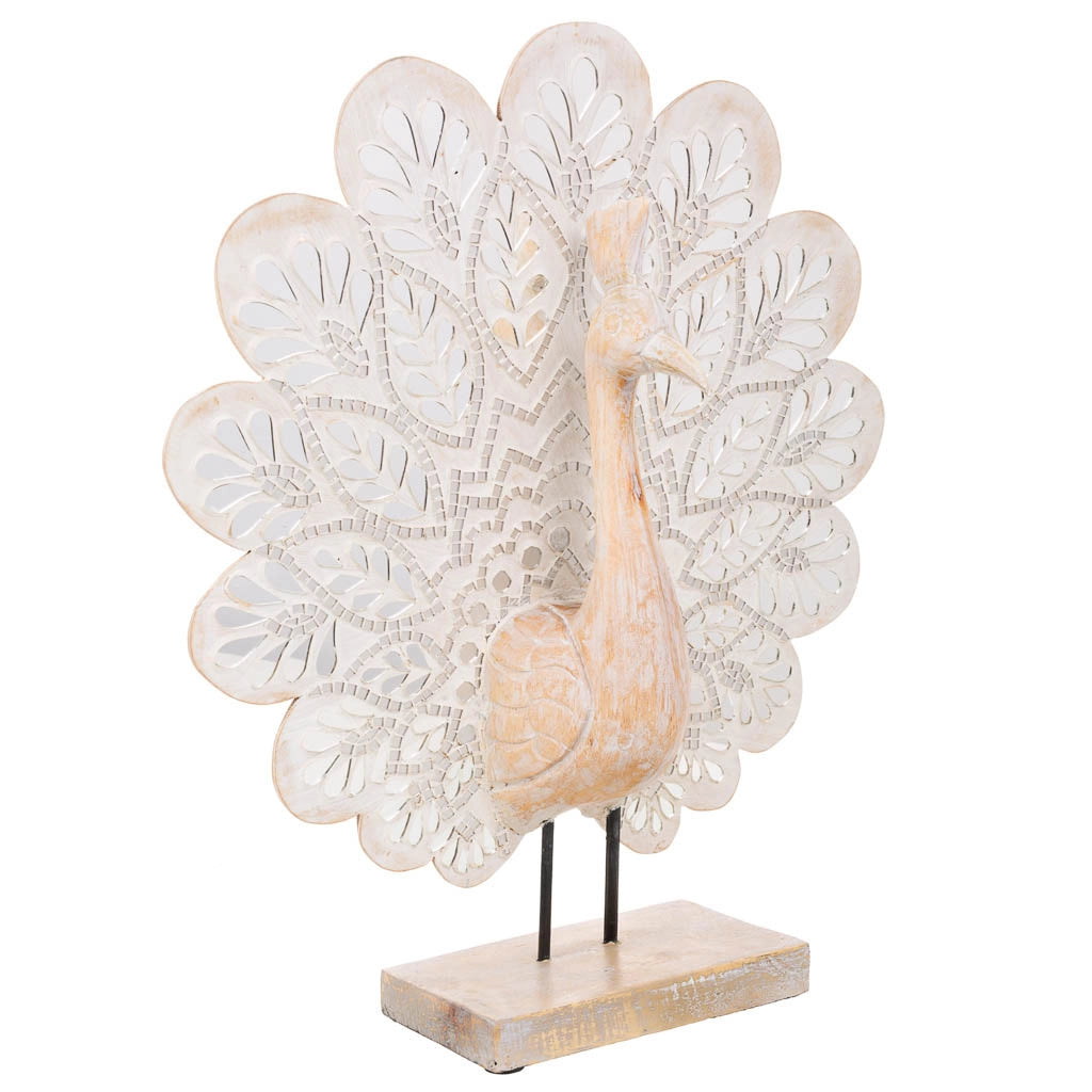 Figura pavone in mosaico 46x12x53h