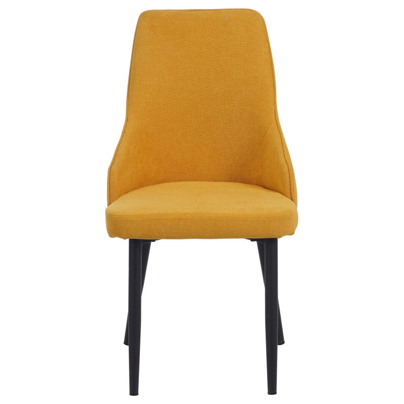 Set di 4 Sedie Chantal In Tessuto Senape E Gambe Nero Opaco