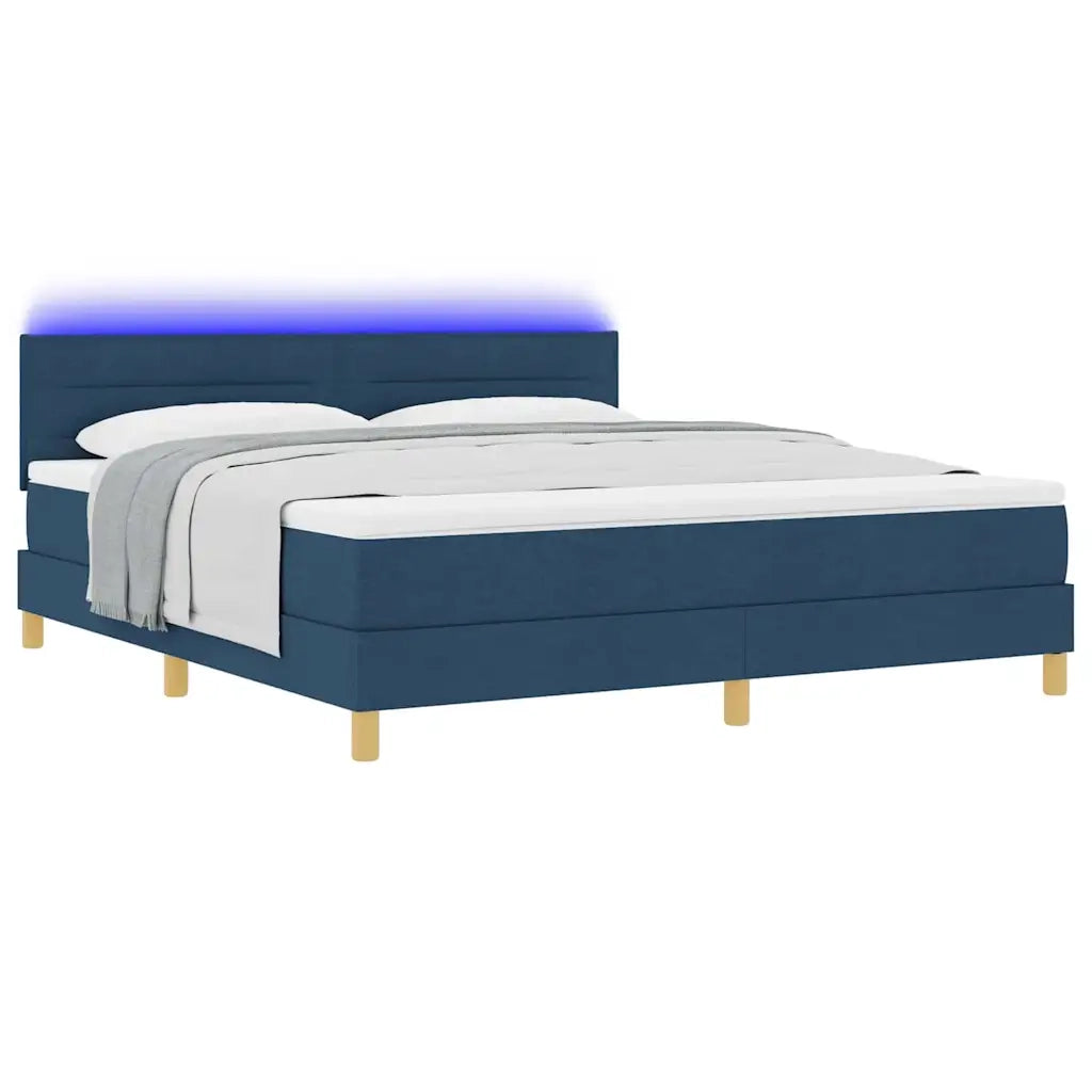 Letto a Sorgente LED con materasso Blu 180 x 200 cm Tessuto