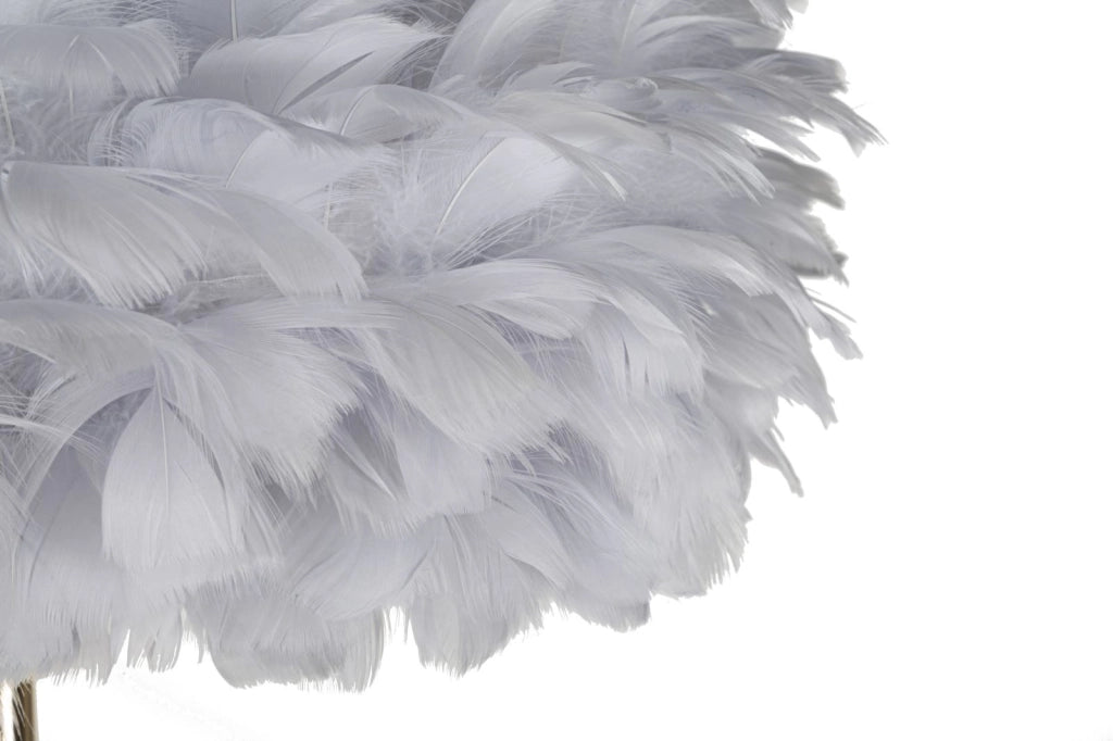 Lampada da Terra Feathers Slim Grigia Ø43x170 cm in Ferro e Plastica Grigio e Oro