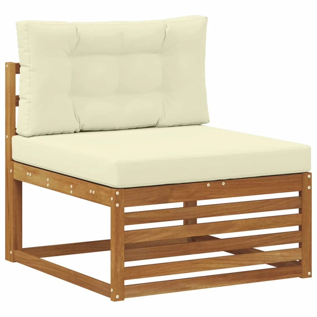 Set divani 6 pcs Naturale e Crema Legno di Acacia Massello 3373910