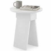 Tavolino Rotondo Bianco da Soggiorno Design Minimal Tavolo Comodino 42x23.5x50cm