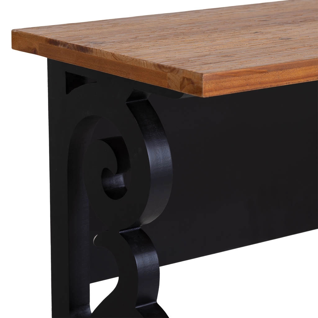 Mobile da ingresso in legno laccato nero invecchiato 106x36x79h cm