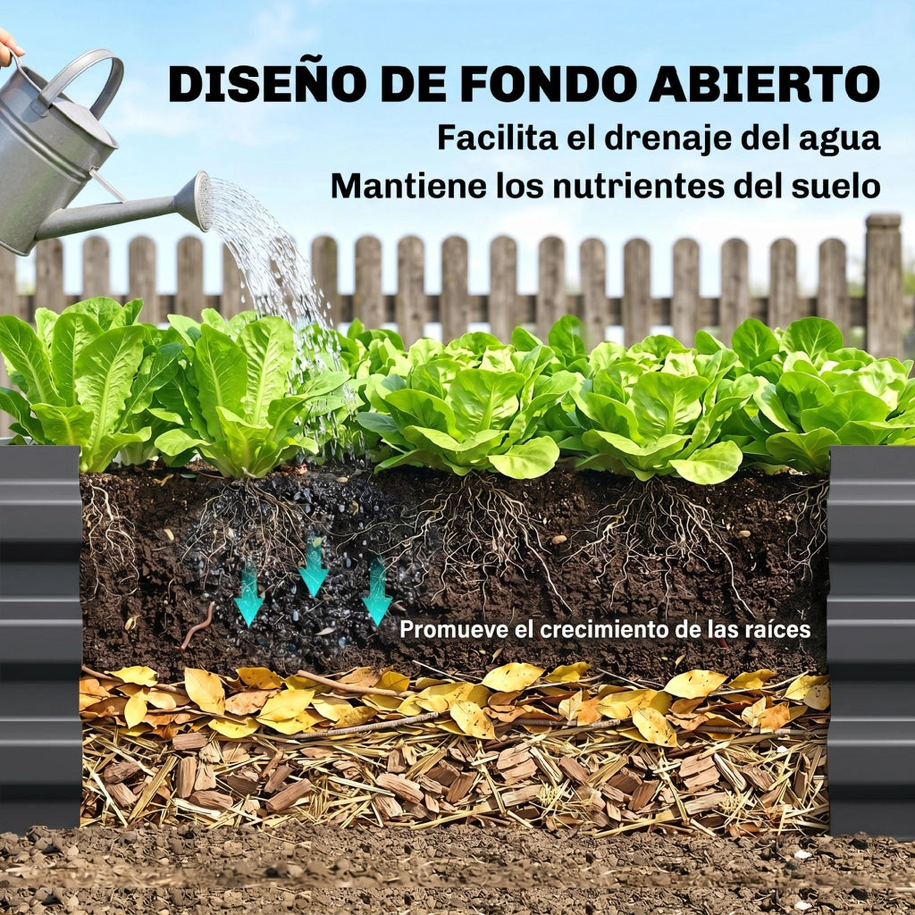 Fioriera Rettangolare Elevata ¨C zephmum ¨C Grigio Acero Galvanizzato 241x90.5x30 cm