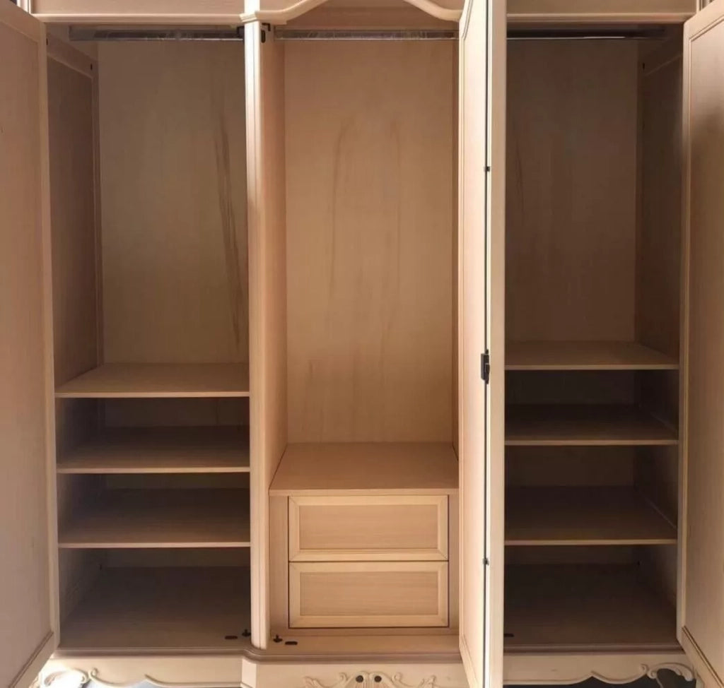 Armadio 3 porte classico barocco legno grezzo 193x73x230 - Mobili 2G