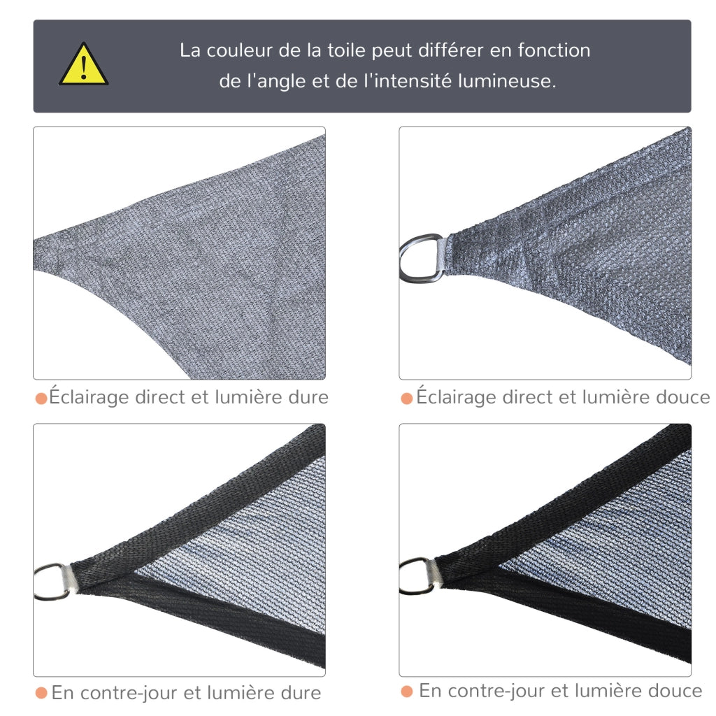 Tenda da sole rettangolare 6x4m polietilene alta densit¨¤ protezione UV con sacco di riporo ¨C zephmum ¨C colore grigio