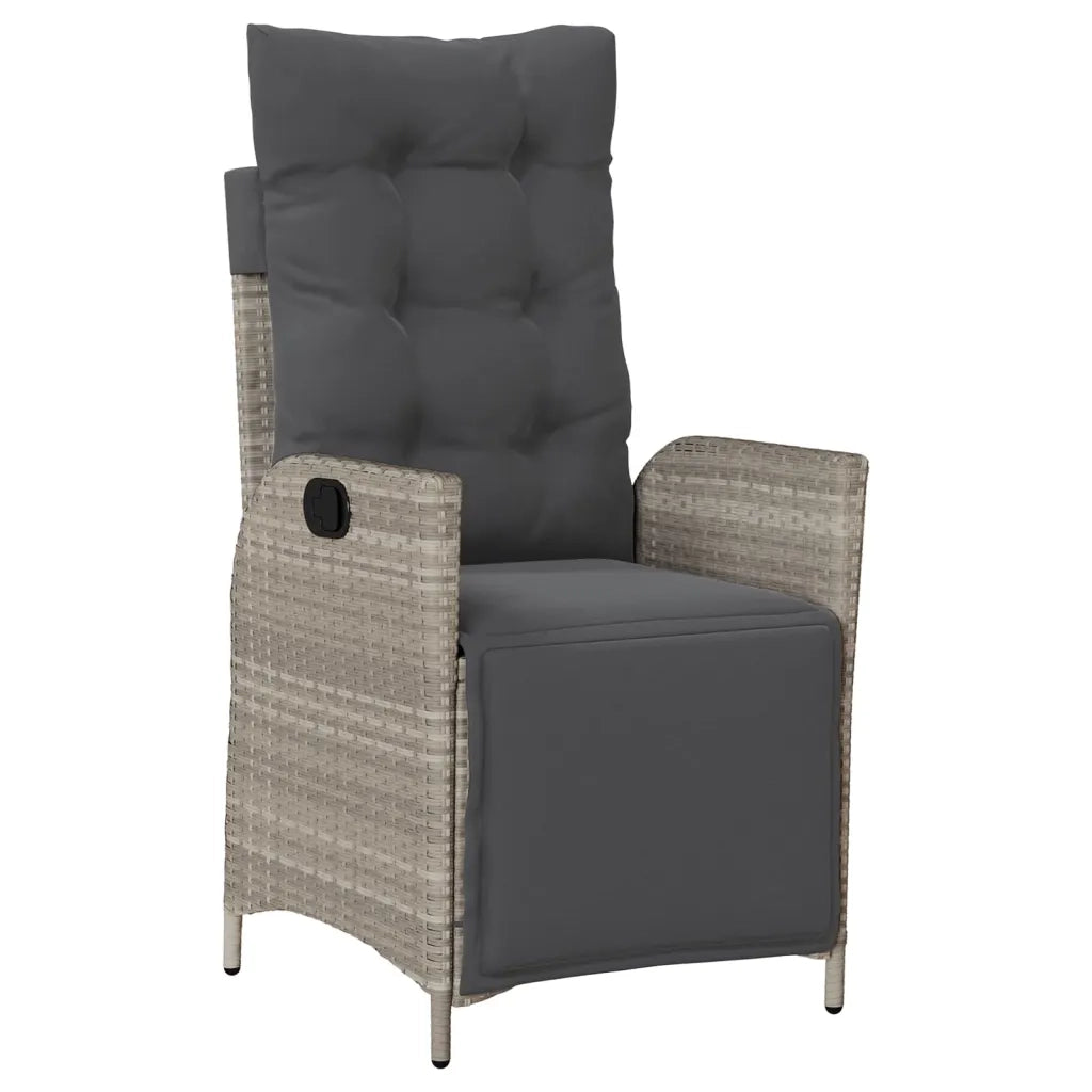 Sedia Reclinabile Giardino Poggiapiedi Grigio Chiaro Polyrattan 365286