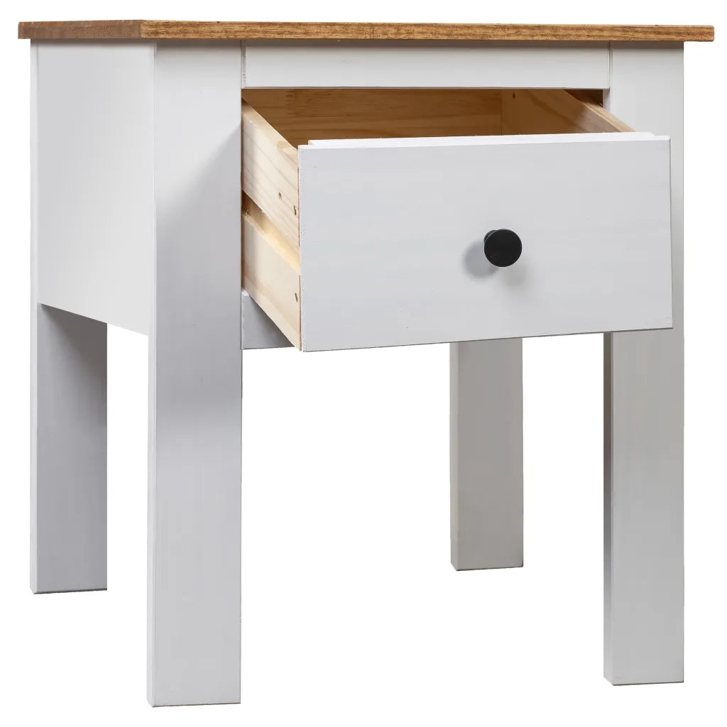 Comodino | Armadio da Notte | Mobiletto da notte Bianco 46x40x57 cm in Legno di Pino Panama Range