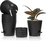 Set di vasi in plastica per fiori da 6 con diametro Φ5.5cm, vaso rotondo con sistema di irrigazione - decorazione per interni e esterni per uso domestico e ufficio.