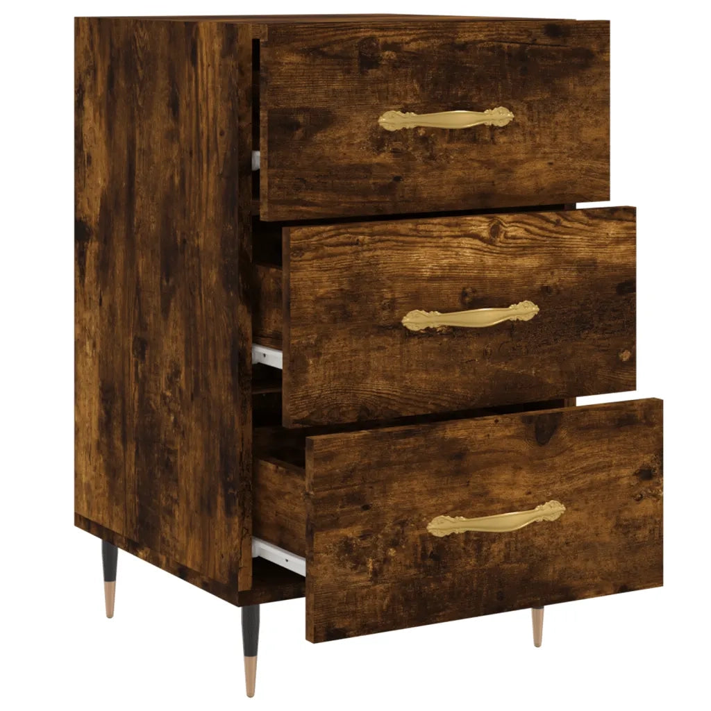 Comodino | Armadio da Notte | Mobiletto da notte Rovere Fumo 40x40x66 cm in Legno Multistrato