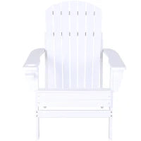 Sedia da Giardino Adirondack in Legno Bianco, Con Porta Bicchieri, Impermeabile e Anti-Muffa, 97x72.5x93cm