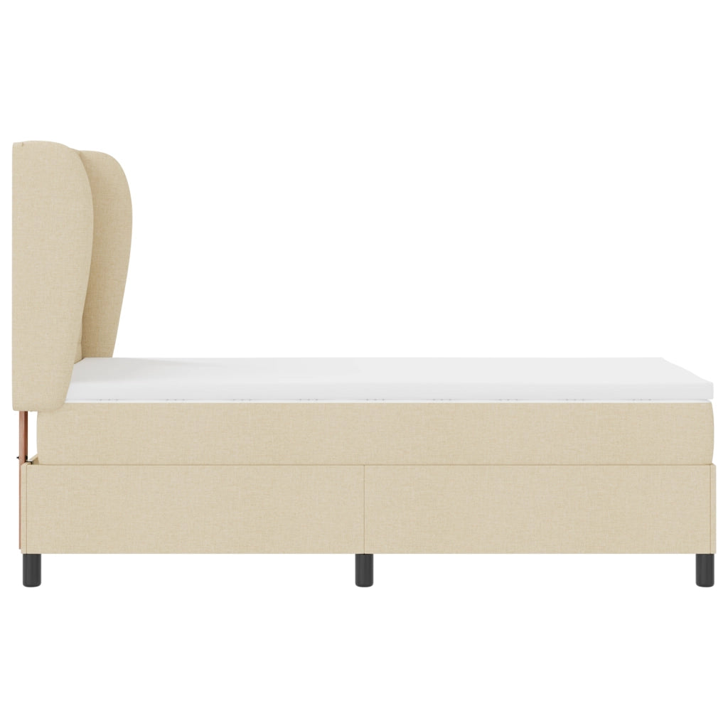 Letto a Rete con Materasso Crema 90x190 cm Tessuto