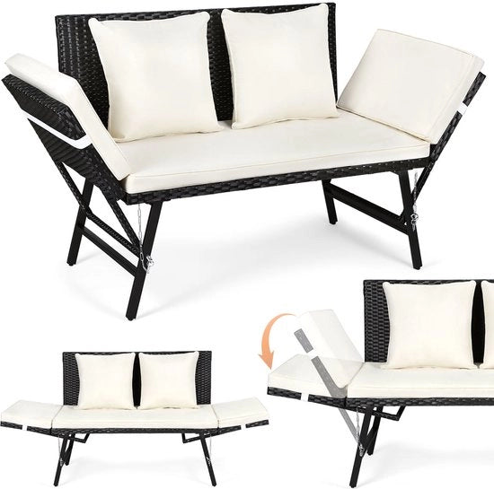 Set di cuscini per bancone con sedile per giardino in polirotanda beige