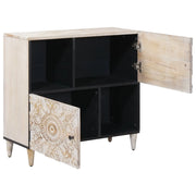 Credenza | Madia | Buffet da pranzo | Armadio da pranzo Bianco 80 x 33,5 x 75 cm Legno di mango massello