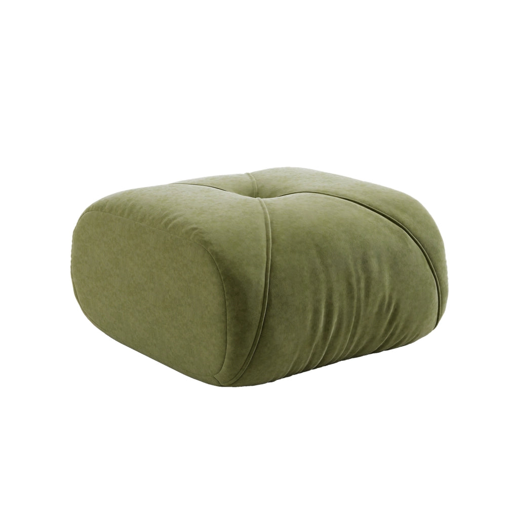 Pouf Elowin in Chenille Verde con Design Ergonomico e Struttura Robusta
