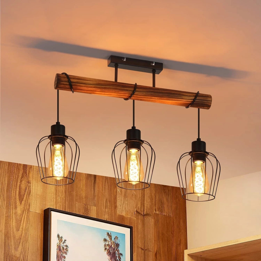 ZMH Lampada da soffitto 3 luci design retrò nero metallo E27 senza lampadina