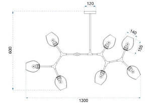 Lampada A Sospensione Sfere Di Vetro 7 Bracci APP507-7C Oro