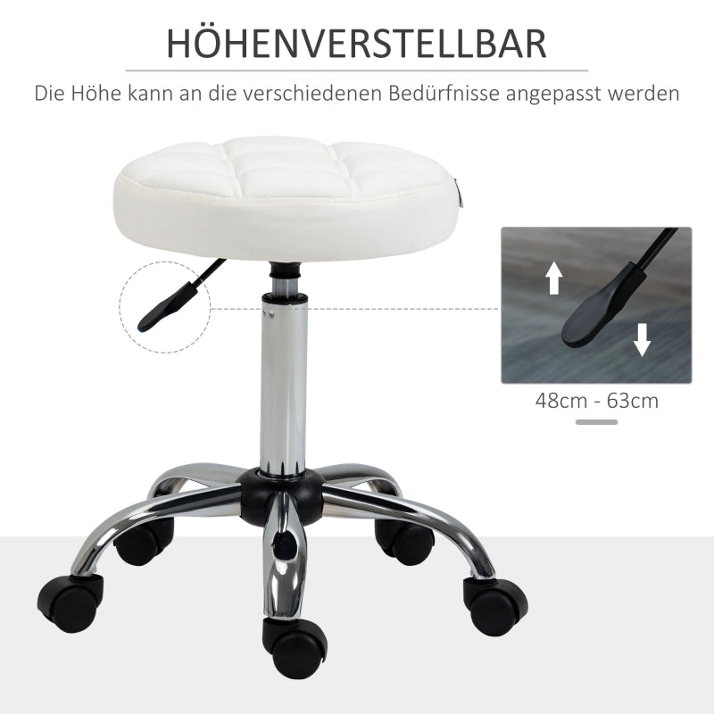 SGABELLO Girevole Regolabile in Altezza Ø35,5 x 51-67 cm Similpelle Bianca