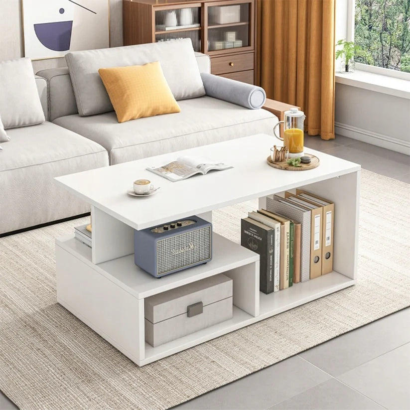 Tavolino da salotto 90x43x51 cm, finitura bianca, ideale per ogni ambiente.