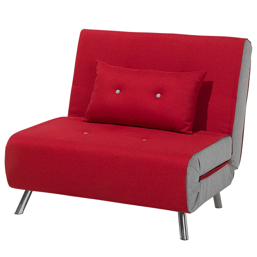 Divano letto con rivestimento in tessuto rosso poltrona letto singola pieghevole
