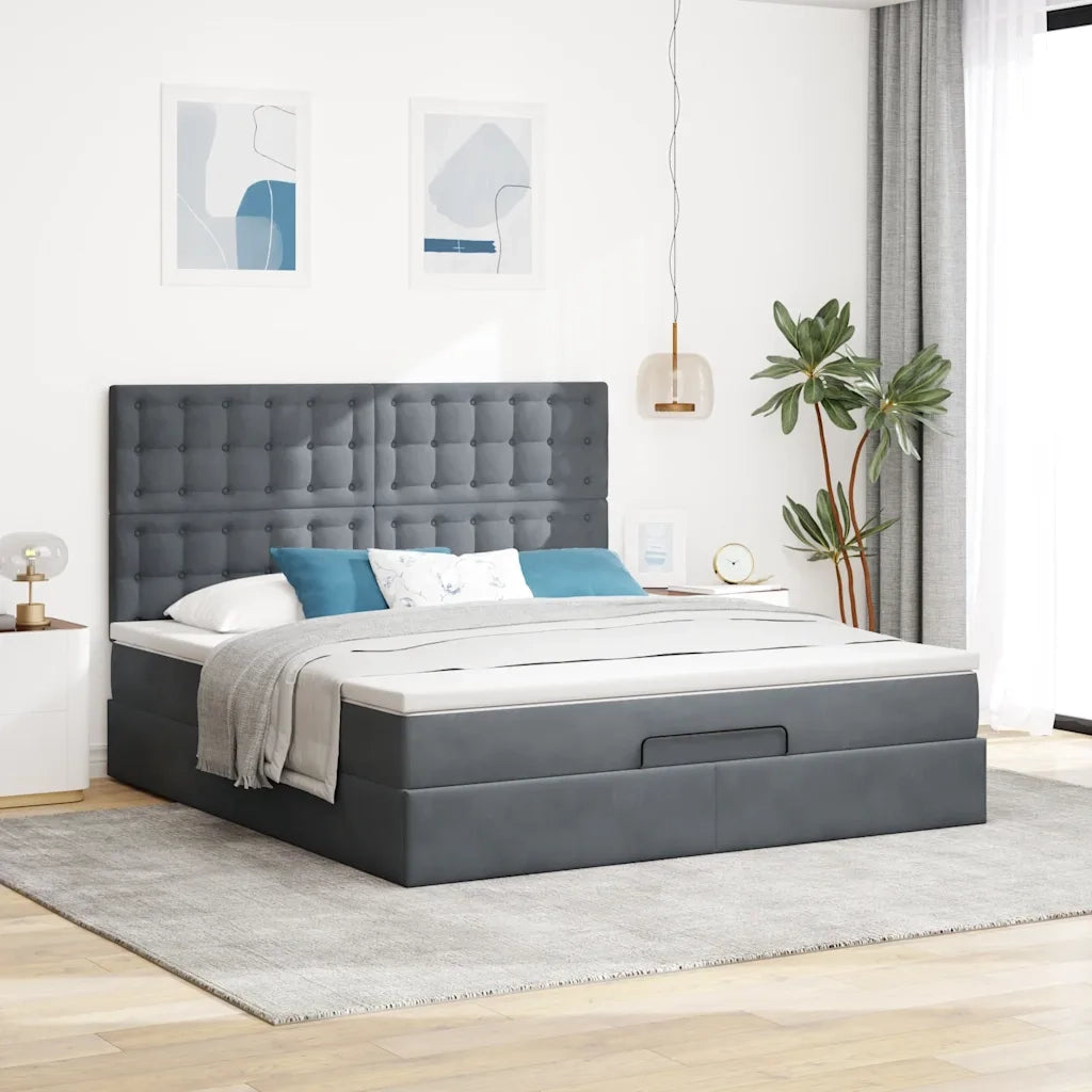 Struttura Letto Pouf con Materassi 180x200 cm Velluto 3313632