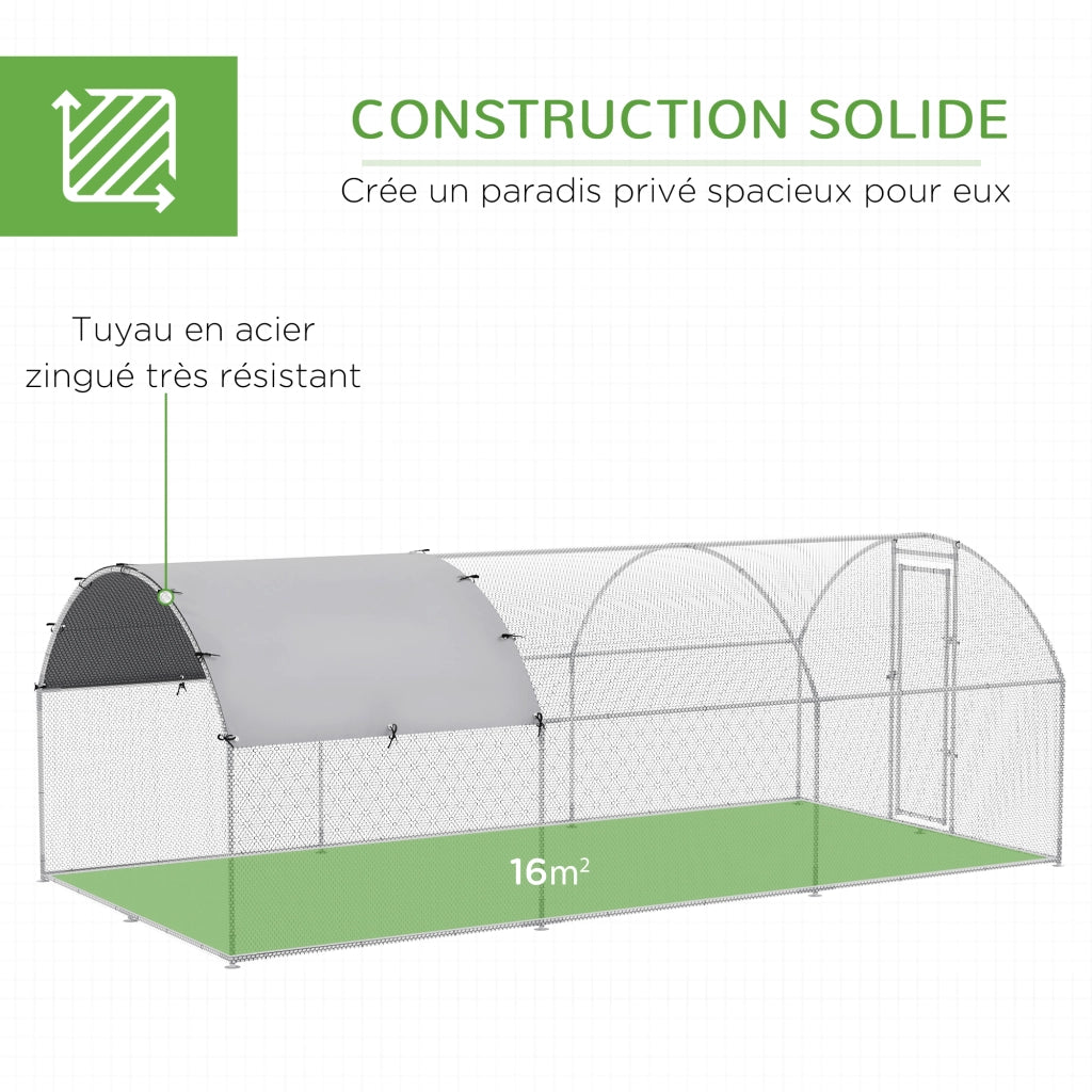 Recinto per galline 15,96 m2 ¨C Xylo ¨C acciaio zincato con tetto anti-UV 280x570x197 cm